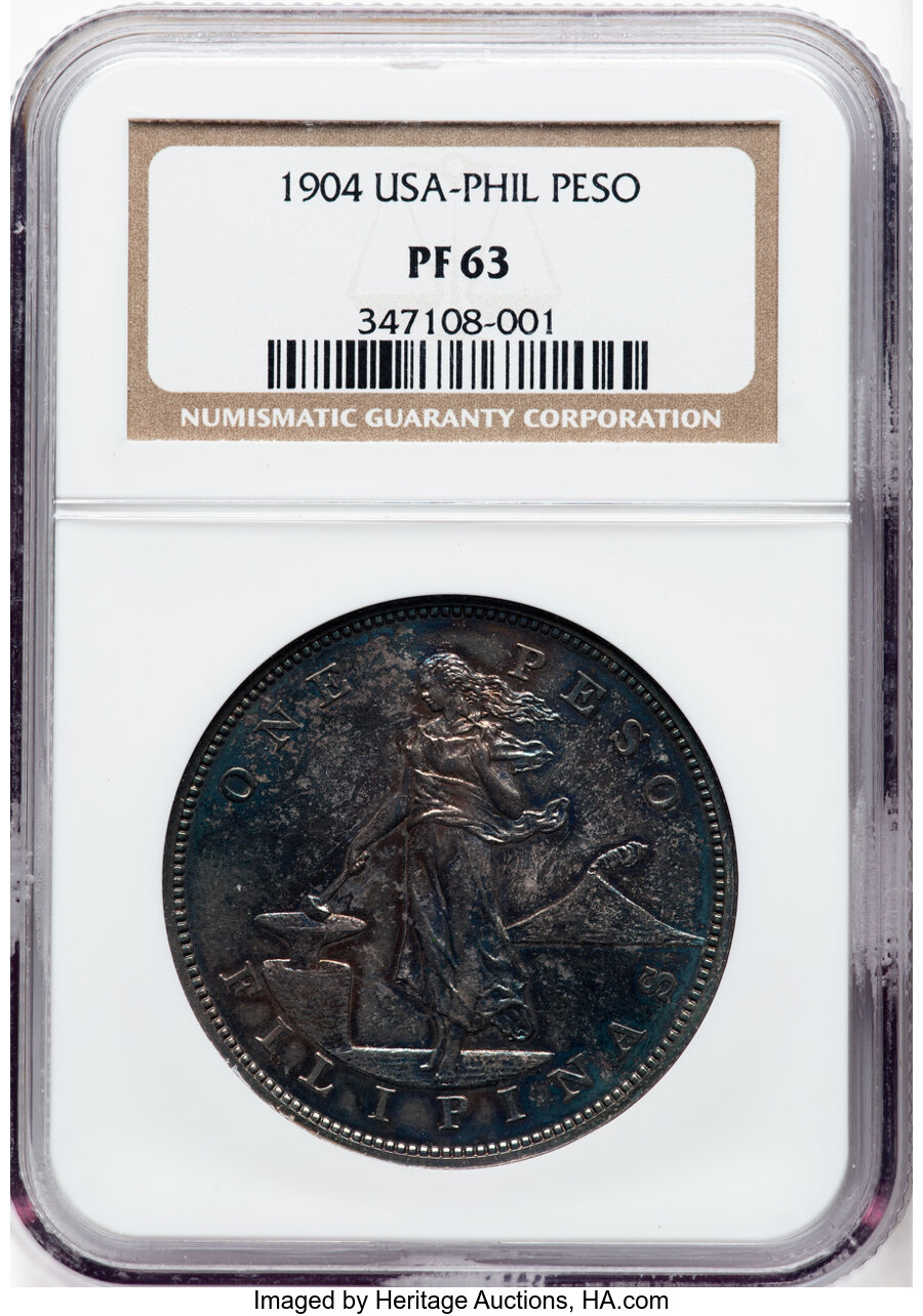 image for: 1904  Philippines Peso PR63 NGC. NGC Census: (14/27).  Mintage 1,355....