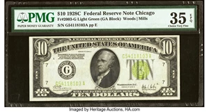 image for: Fr. 2003-G $10 1928C Light Green Seal Federal Reserve Note. PMG Choice Very Fine 35 EPQ....
