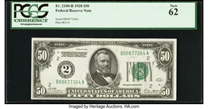image for: Fr. 2100-B $50 1928 Federal Reserve Note. PCGS New 62....
