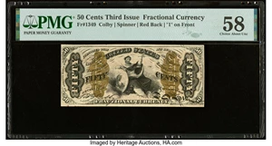 image for: Fr. 1349 50¢ Third Issue Justice PMG Choice About Unc 58....
