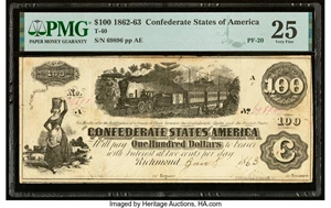 image for: Military Endorsement "George Dashiell Paymaster" T40 $100 1862 PF-20 Cr. 308 PMG Very Fine 25....