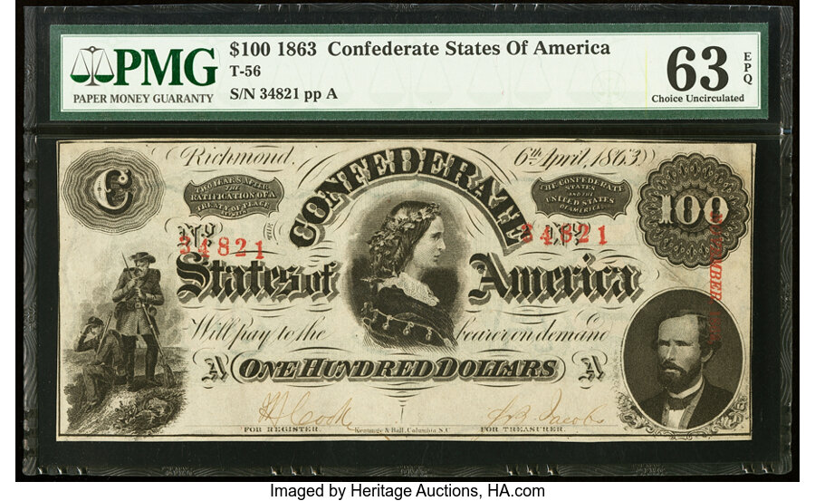 image for: T56 $100 1863 PF-3 Cr. 402 PMG Choice Uncirculated 63 EPQ....