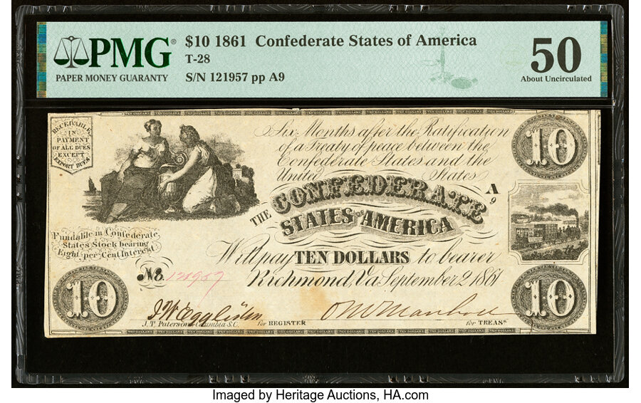 image for: T28 $10 1861 PF-9 Cr. 236 PMG About Uncirculated 50....