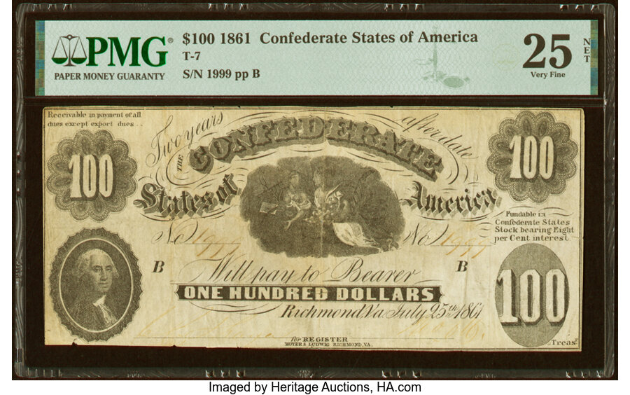 image for: T7 $100 1861 PF-2 Cr. 8 PMG Very Fine 25 Net....