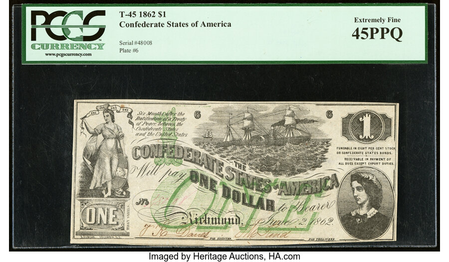 image for: T45 $1 1862 PF-1 Cr. 342A PCGS Extremely Fine 45PPQ....