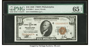 image for: Fr. 1860-C $10 1929 Federal Reserve Bank Note. PMG Gem Uncirculated 65 EPQ....