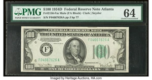 image for: Fr. 2156-F $100 1934D Mule Federal Reserve Note. PMG Choice Uncirculated 64....