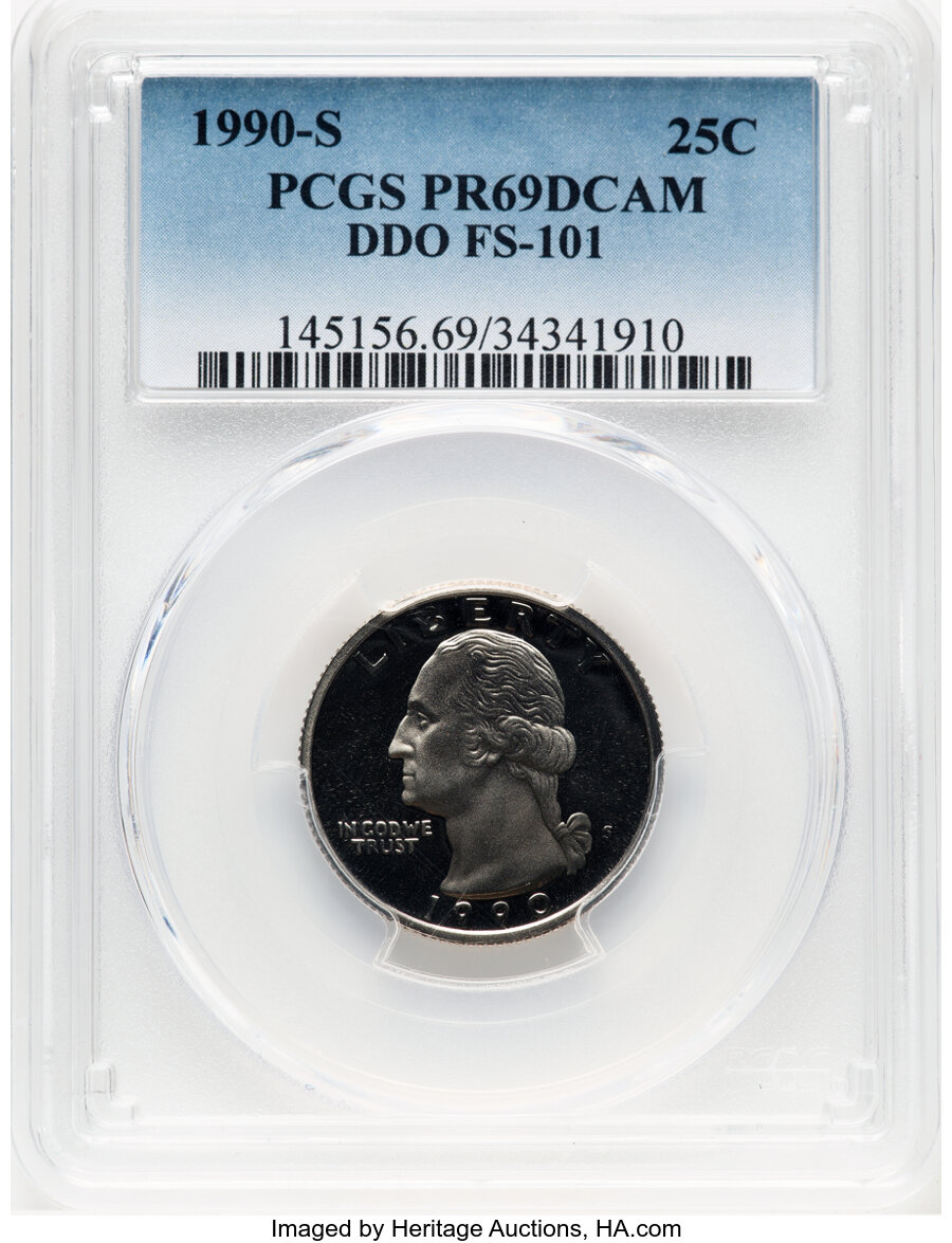 image for: 1990-S 25C Doubled Die Obverse, FS-101, PR69 Deep Cameo PCGS....