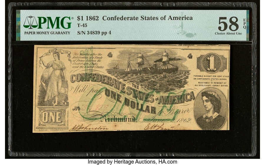 image for: T45 $1 1862 PF-2 Cr. 342 PMG Choice About Unc 58 EPQ....