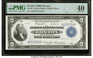 image for: Fr. 748 $2 1918 Federal Reserve Bank Note PMG Extremely Fine 40....