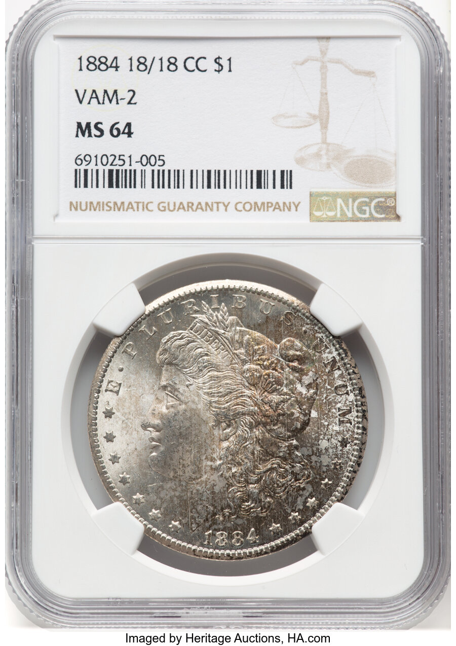 1884-CC $1 18/18, VAM-2, MS64 NGC. Mintage 1,136,000....