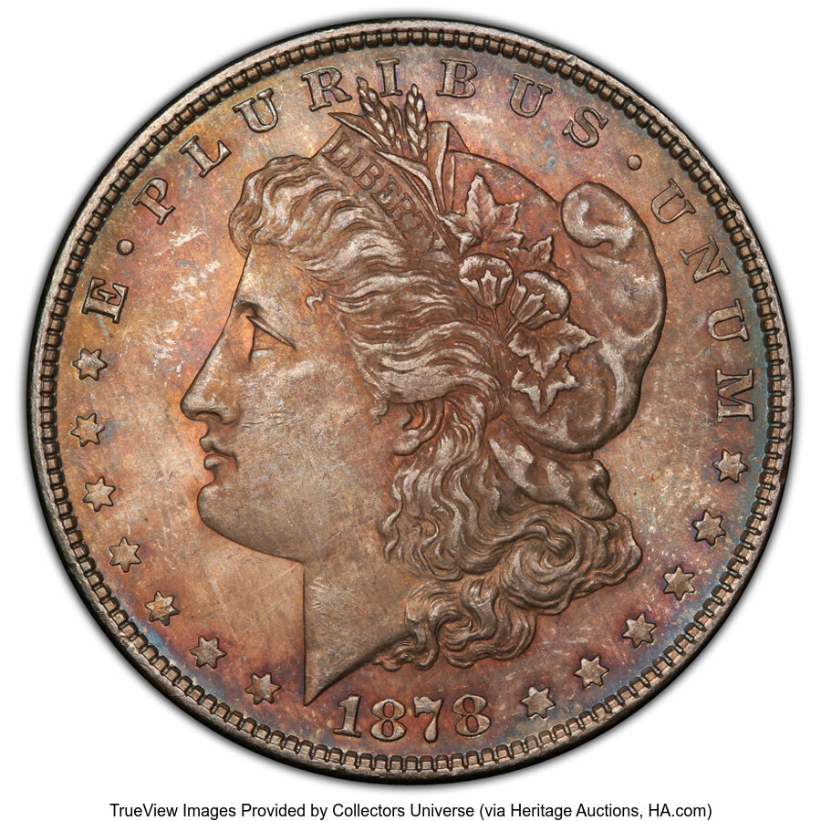 image for: 1878 8TF $1 Lines in LIB, VAM-2, MS64 PCGS. PCGS Population: (14/2 and 0/1+)....