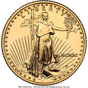 image for: 1990 $10 Quarter-Ounce Gold Eagle MS69 NGC. Mintage 41,000. ...