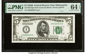image for: Fr. 1952-I $5 1928B Federal Reserve Note. PMG Choice Uncirculated 64 EPQ....