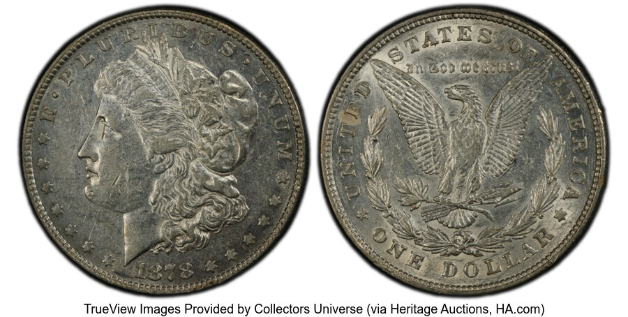 image for: 1878 8TF $1 Open Nostril, VAM-14.5, AU53 PCGS. A Hot 50 Variety. PCGS Population: (9/11 and 0/0+)....