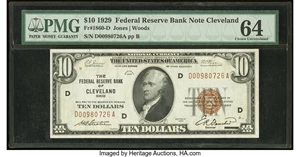 image for: Fr. 1860-D $10 1929 Federal Reserve Bank Note. PMG Choice Uncirculated 64....