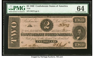 image for: T54 $2 1862 PF-6 Cr. 391 PMG Choice Uncirculated 64....