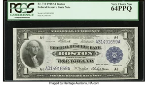 image for: Fr. 710 $1 1918 Federal Reserve Bank Note PCGS Very Choice New 64PPQ....