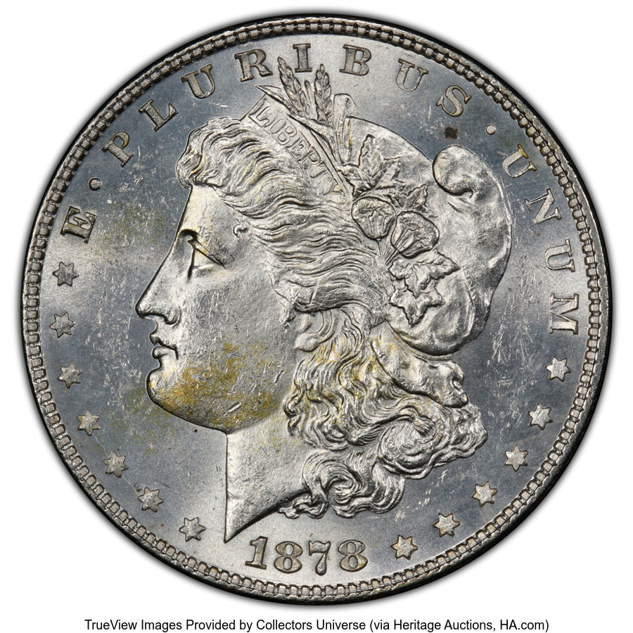 image for: 1878 7TF $1 Reverse of 1878, Weak LIB, VAM-80, MS62 PCGS. PCGS Population: (14/25 and 0/0+).  ...