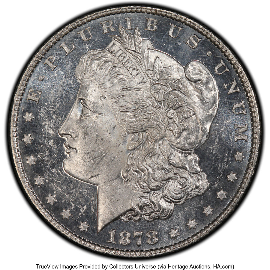 image for: 1878 8TF $1 Dot on Ear, VAM-14.6, MS62 PCGS. PCGS Population: (2/7).  ...