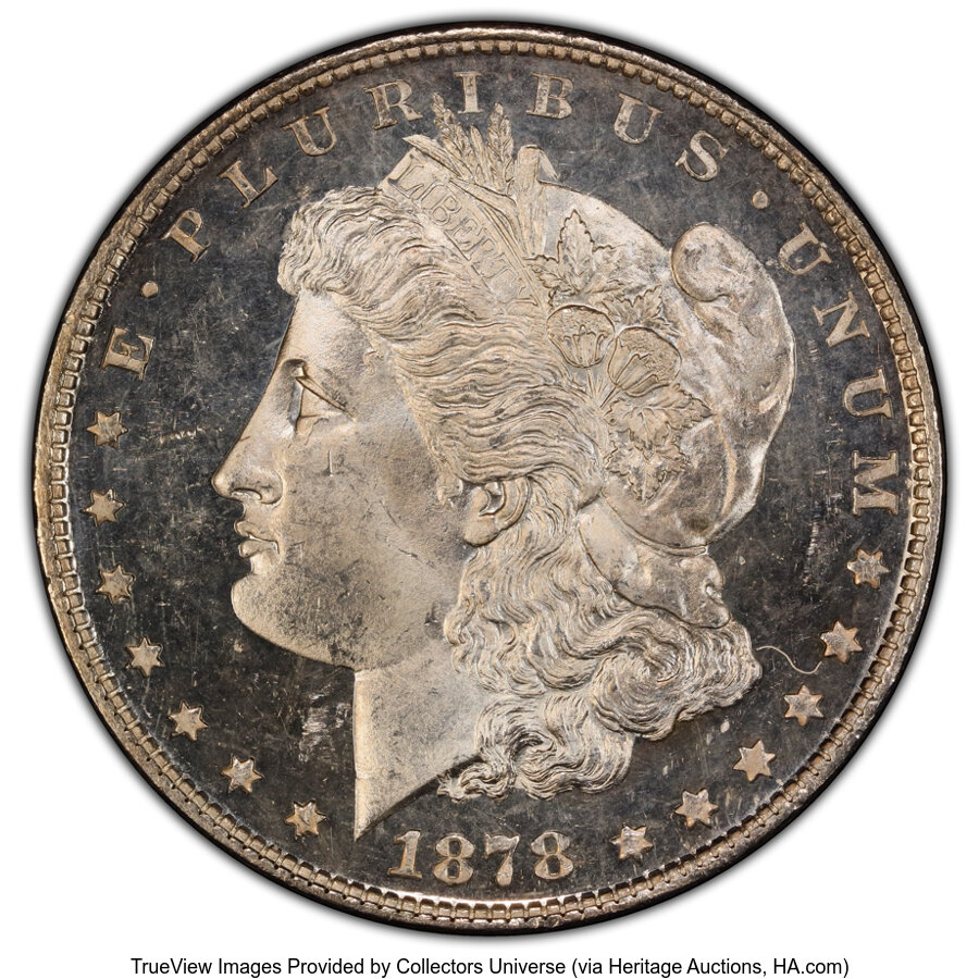 image for: 1878 7TF $1 Reverse of 1879, Short Leaf, VAM-203, MS65 Deep Mirror Prooflike PCGS. A Top 100 Variety. This remarkable Morga...