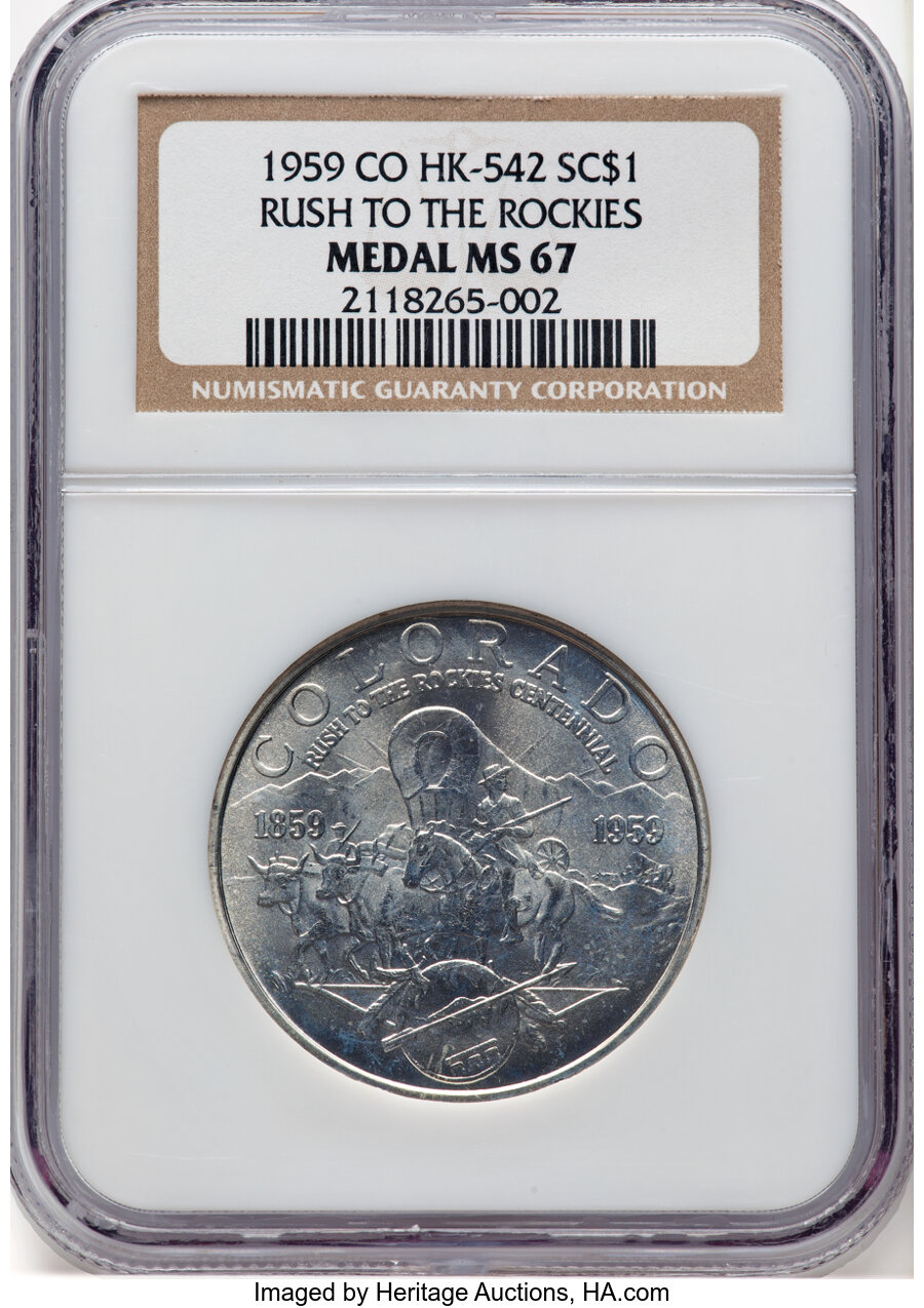 image for: 1959 Colorado Rush to the Rockies Centennial, Silver, HK-542, R.2, MS67 NGC. ...