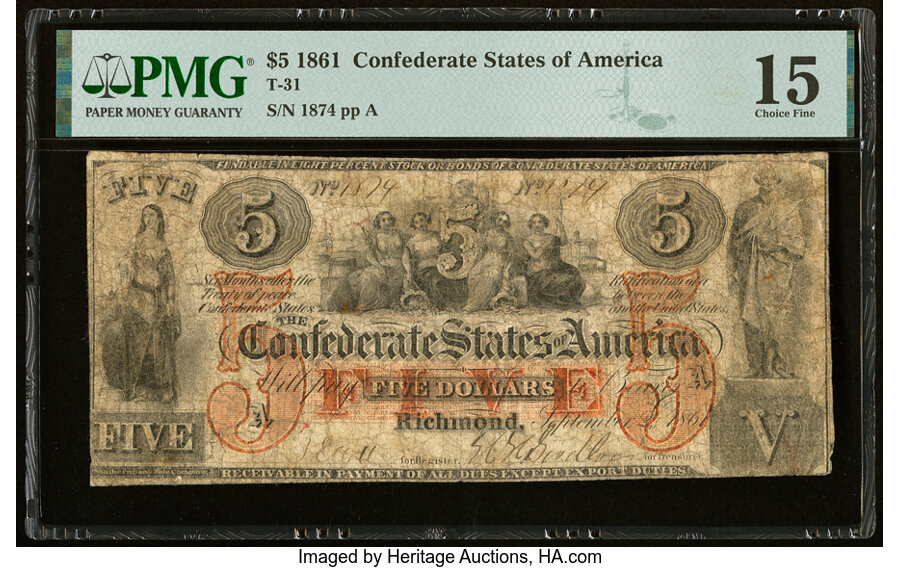 image for: T31 $5 1861 PF-1 Cr. 243 PMG Choice Fine 15....