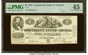 image for: T42 $2 1862 PF-5 Cr. 337 PMG Choice Extremely Fine 45....