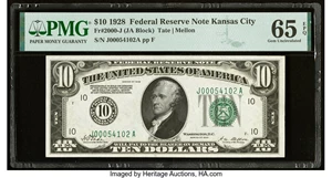 image for: Fr. 2000-J $10 1928 Federal Reserve Note. PMG Gem Uncirculated 65 EPQ....