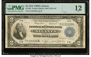 image for: Fr. 763 $2 1918 Federal Reserve Bank Note PMG Fine 12....