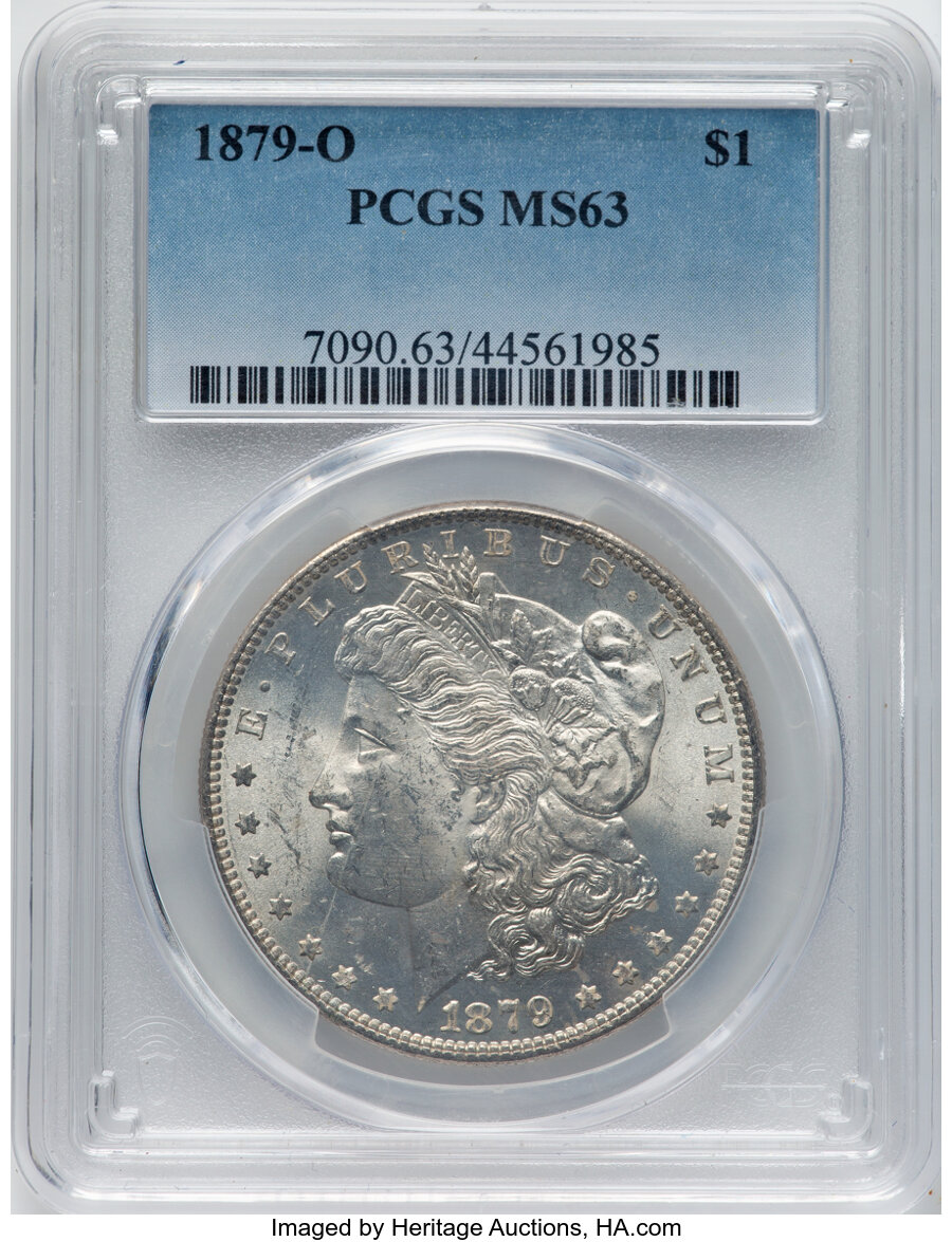 image for: 1879-O $1 Doubled 187 Cap, VAM-50 MS63 PCGS.  Mintage 2,887,000....