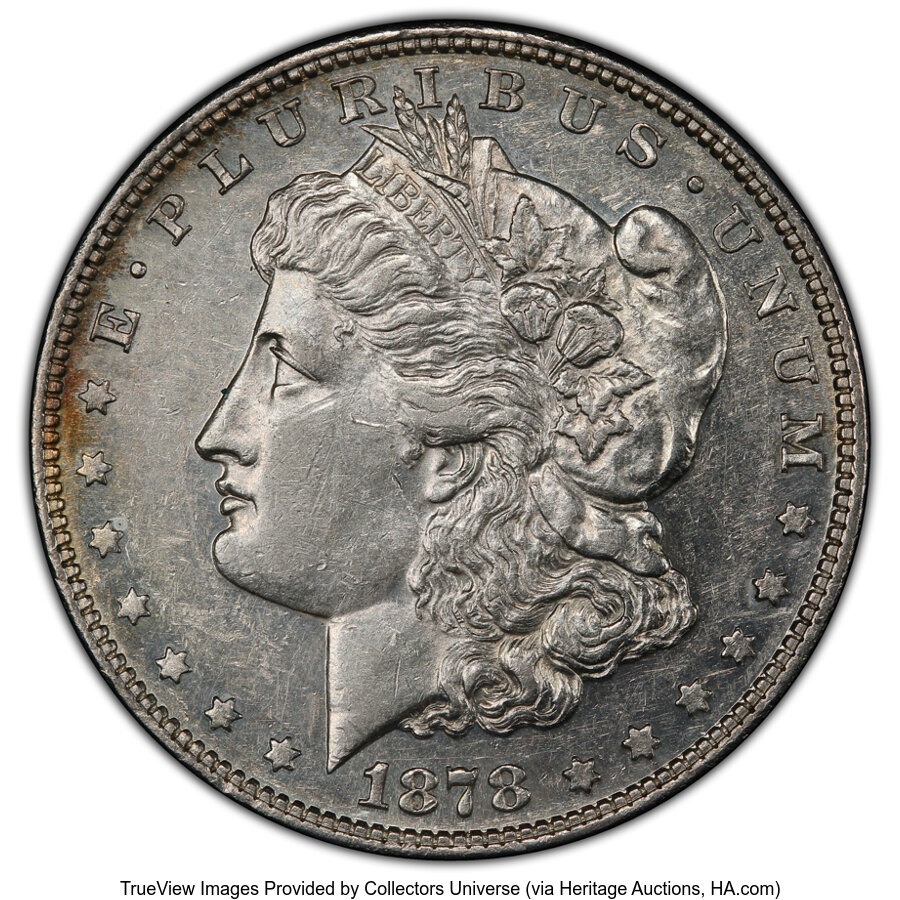image for: 1878 8TF $1 Wild Lips, VAM-14.16, AU50 PCGS. A Hot 50 Variety. PCGS Population: (7/11 and 0/0+)....