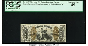 image for: Fr. 1369 50¢ Third Issue Justice PCGS Extremely Fine 45....