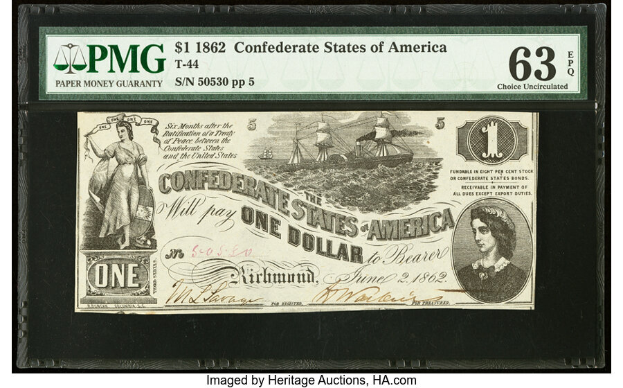 image for: T44 $1 1862 PF-3 Cr. 341 PMG Choice Uncirculated 63 EPQ....
