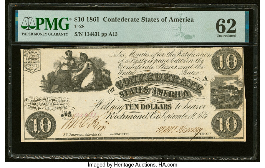 image for: T28 $10 1861 PF-10 Cr. 236B PMG Uncirculated 62....