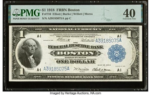 image for: Fr. 710 $1 1918 Federal Reserve Bank Note PMG Extremely Fine 40....