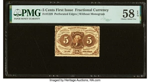 image for: Fr. 1229 5¢ First Issue PMG Choice About Unc 58 EPQ....