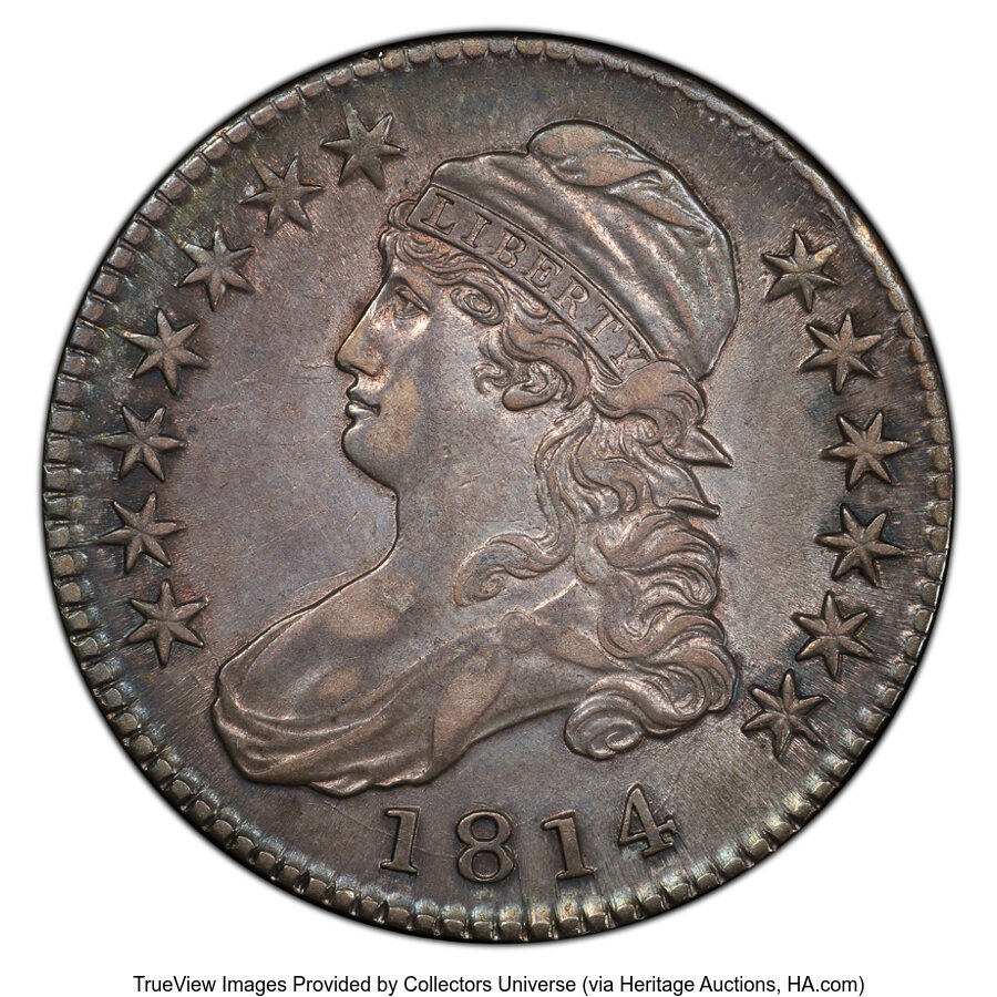 image for: 1814 50C O-104a, R.2, XF45 PCGS. PCGS Population: (7/13 and 0/0+).  Mintage 1,000,000....