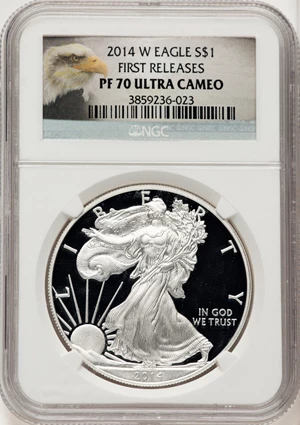 image for: 2014-W $1 Silver Eagle, First Releases PR70 Ultra Cameo NGC....