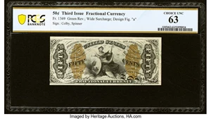 image for: Fr. 1369 50¢ Third Issue Justice PCGS Banknote Choice Unc 63....