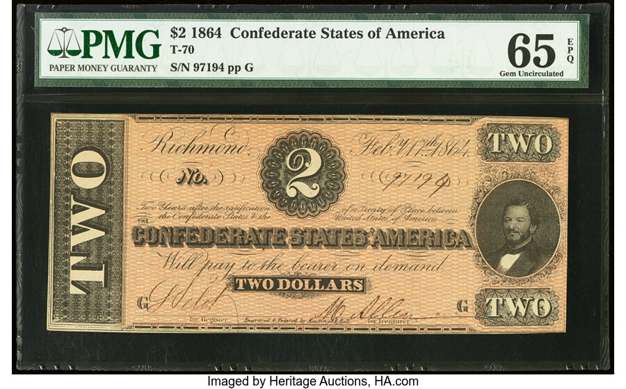 image for: T70 $2 1864 PF-5 Cr. 567 PMG Gem Uncirculated 65 EPQ....