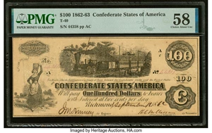 image for: T40 $100 1862 PF-1 Cr. 300 PMG Choice About Unc 58....