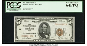 image for: Low Serial Number 103 Fr. 1850-D $5 1929 Federal Reserve Bank Note. PCGS Very Choice New 64PPQ....