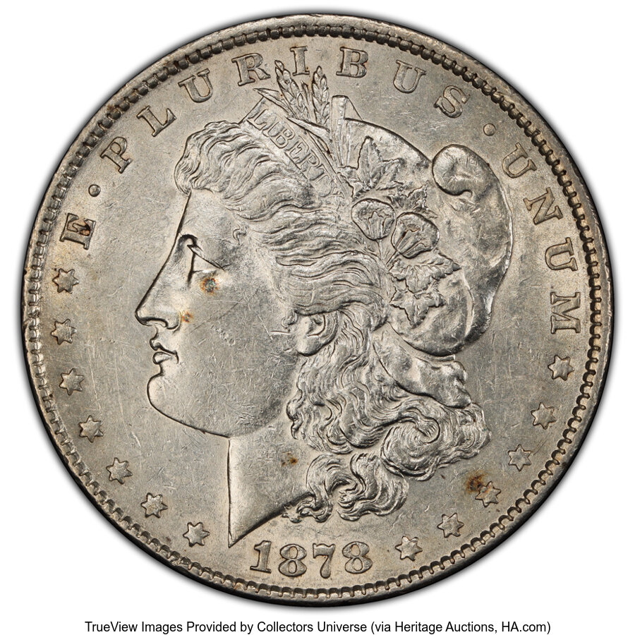 image for: 1878 7TF $1 Reverse of 1879, Slashed O, VAM-227-1, AU50 PCGS. A Hit List 40 Variety. PCGS Population: (4/8)....