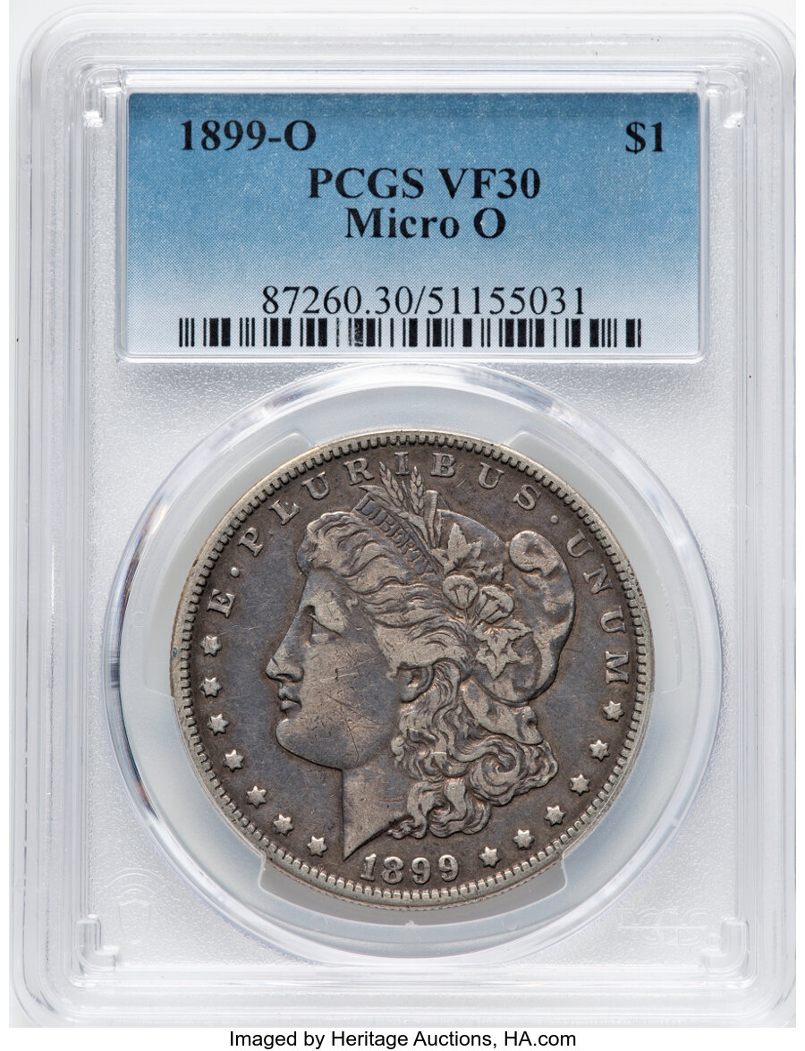 image for: 1899-O $1 Micro O, VAM-32, VF30 PCGS. A Top 100 Variety. PCGS Population: (8/63)....