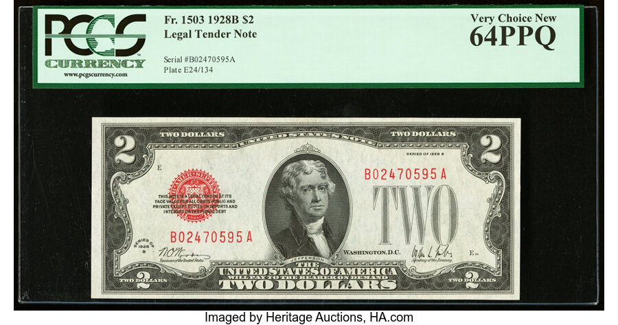 image for: Fr. 1503 $2 1928B Legal Tender Note. PCGS Very Choice New 64PPQ....