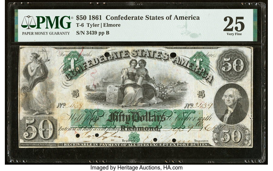 image for: T6 $50 1861 PF-1 Cr. 6 PMG Very Fine 25....