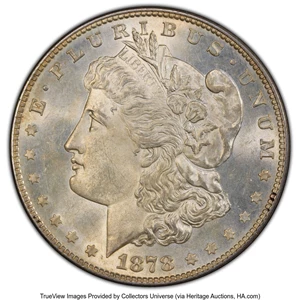 image for: 1878 8TF $1 Chip in Ear, VAM-14, MS63 PCGS. PCGS Population: (19/6 and 0/0+)....