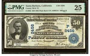 image for: Santa Barbara, CA - $50 1902 Plain Back Fr. 683 County National Bank & Trust Company Ch. # (P)2456 PMG Very Fine 25....