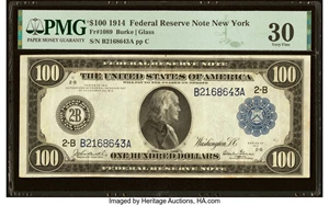 image for: Fr. 1089 $100 1914 Federal Reserve Note PMG Very Fine 30....